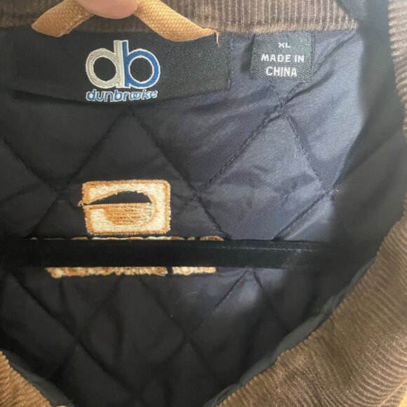 Vintage Dunbrooke Canvas Jacket Mens XL Tan Corduroy Collar Quilted Lined Utilit - Picture 2 of 13